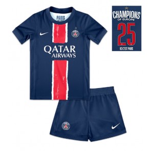 Paris Saint-Germain Domácí dres komplet pro Děti 2024-25 UCL Champions Krátkým Rukávem (+ Krátké kalhoty)