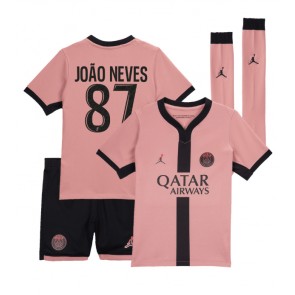 Paris Saint-Germain Joao Neves #87 Alternativní dres komplet pro Děti 2024-25 Krátkým Rukávem (+ Krátké kalhoty)