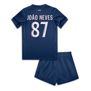 Paris Saint-Germain Joao Neves #87 Domácí dres komplet pro Děti 2024-25 Krátkým Rukávem (+ Krátké kalhoty)