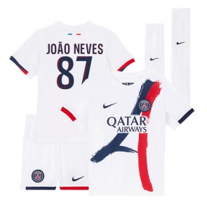 Paris Saint-Germain Joao Neves #87 Venkovní dres komplet pro Děti 2024-25 Krátkým Rukávem (+ Krátké kalhoty)