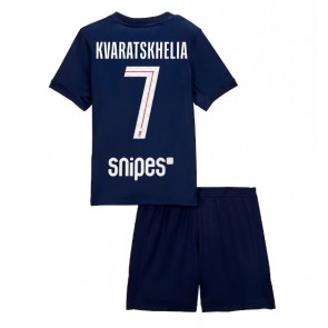 Paris Saint-Germain Khvicha Kvaratskhelia #7 Domácí dres komplet pro Děti 2025-26 Krátkým Rukávem (+ Krátké kalhoty)