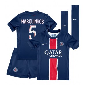 Paris Saint-Germain Marquinhos #5 Domácí dres komplet pro Děti 2024-25 Krátkým Rukávem (+ Krátké kalhoty)