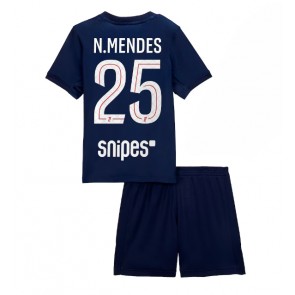 Paris Saint-Germain Nuno Mendes #25 Domácí dres komplet pro Děti 2025-26 Krátkým Rukávem (+ Krátké kalhoty)