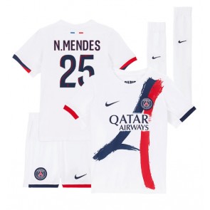 Paris Saint-Germain Nuno Mendes #25 Venkovní dres komplet pro Děti 2024-25 Krátkým Rukávem (+ Krátké kalhoty)