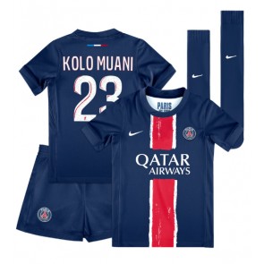 Paris Saint-Germain Randal Kolo Muani #23 Domácí dres komplet pro Děti 2024-25 Krátkým Rukávem (+ Krátké kalhoty)
