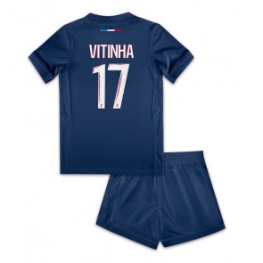 Paris Saint-Germain Vitinha #17 Domácí dres komplet pro Děti 2024-25 Krátkým Rukávem (+ Krátké kalhoty)