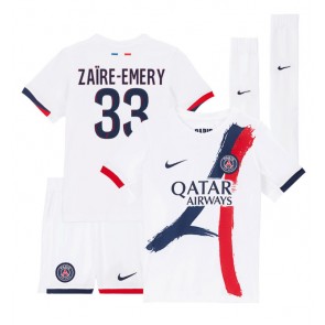 Paris Saint-Germain Warren Zaire-Emery #33 Venkovní dres komplet pro Děti 2024-25 Krátkým Rukávem (+ Krátké kalhoty)