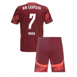 RB Leipzig Antonio Nusa #7 Venkovní dres komplet pro Děti 2024-25 Krátkým Rukávem (+ Krátké kalhoty)