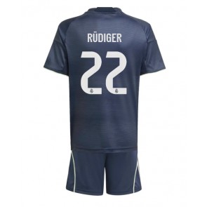 Real Madrid Antonio Rudiger #22 Venkovní dres komplet pro Děti 2025-26 Krátkým Rukávem (+ Krátké kalhoty)