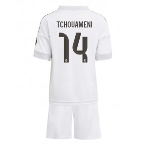 Real Madrid Aurelien Tchouameni #14 Domácí dres komplet pro Děti 2025-26 Krátkým Rukávem (+ Krátké kalhoty)