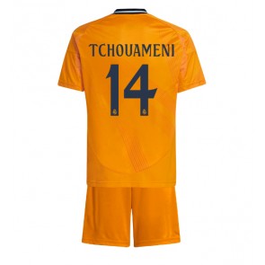 Real Madrid Aurelien Tchouameni #14 Venkovní dres komplet pro Děti 2024-25 Krátkým Rukávem (+ Krátké kalhoty)