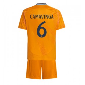 Real Madrid Eduardo Camavinga #6 Venkovní dres komplet pro Děti 2024-25 Krátkým Rukávem (+ Krátké kalhoty)