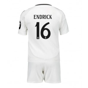 Real Madrid Endrick #16 Domácí dres komplet pro Děti 2024-25 Krátkým Rukávem (+ Krátké kalhoty)