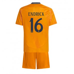 Real Madrid Endrick #16 Venkovní dres komplet pro Děti 2024-25 Krátkým Rukávem (+ Krátké kalhoty)