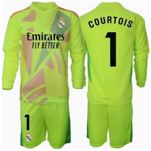 Real Madrid Thibaut Courtois #1 Brankář Alternativní dres komplet pro Děti 2024-25 Dlouhým Rukávem (+ Krátké kalhoty)
