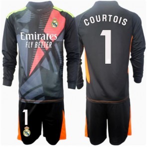 Real Madrid Thibaut Courtois #1 Brankář Venkovní dres komplet pro Děti 2024-25 Dlouhým Rukávem (+ Krátké kalhoty)