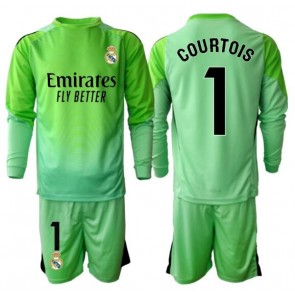 Real Madrid Thibaut Courtois #1 Brankář Venkovní dres komplet pro Děti 2025-26 Dlouhým Rukávem (+ Krátké kalhoty)