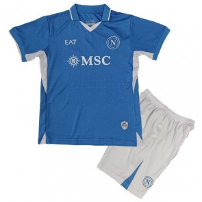SSC Napoli Domácí dres komplet pro Děti 2024-25 Krátkým Rukávem (+ Krátké kalhoty)