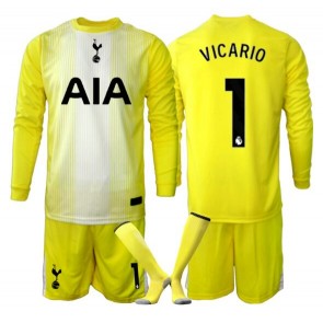 Tottenham Hotspur Guglielmo Vicario #1 Brankář Alternativní dres komplet pro Děti 2025-26 Dlouhým Rukávem (+ Krátké kalhoty)