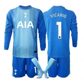 Tottenham Hotspur Guglielmo Vicario #1 Brankář Venkovní dres komplet pro Děti 2025-26 Dlouhým Rukávem (+ Krátké kalhoty)