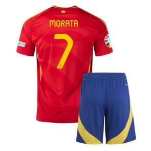 Španělsko Alvaro Morata #7 Domácí dres komplet pro Děti ME 2024 Krátkým Rukávem (+ Krátké kalhoty)