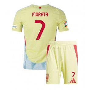 Španělsko Alvaro Morata #7 Venkovní dres komplet pro Děti ME 2024 Krátkým Rukávem (+ Krátké kalhoty)
