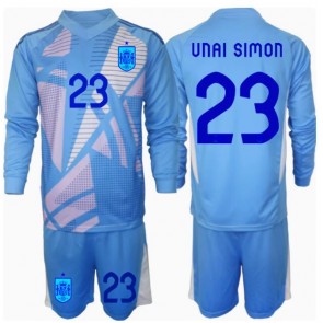 Španělsko Unai Simon #23 Brankář Domácí dres komplet pro Děti ME 2024 Dlouhým Rukávem (+ Krátké kalhoty)