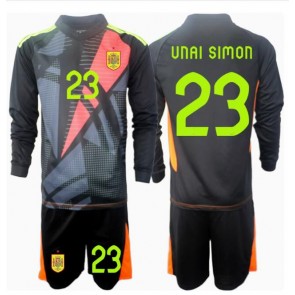 Španělsko Unai Simon #23 Brankář Venkovní dres komplet pro Děti ME 2024 Dlouhým Rukávem (+ Krátké kalhoty)