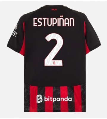 AC Milan Pervis Estupinan #2 Domácí Dres 2025-26 Krátkým Rukávem
