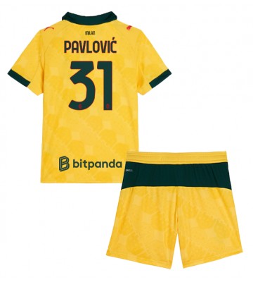 AC Milan Strahinja Pavlovic #31 Alternativní dres komplet pro Děti 2025-26 Krátkým Rukávem (+ Krátké kalhoty)