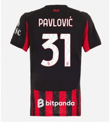 AC Milan Strahinja Pavlovic #31 Domácí Dres pro Dámy 2025-26 Krátkým Rukávem