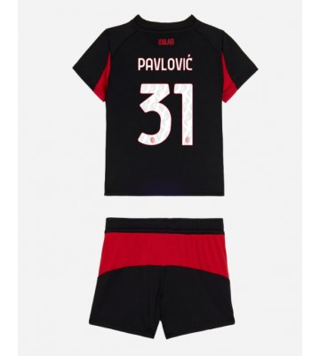AC Milan Strahinja Pavlovic #31 Domácí dres komplet pro Děti 2025-26 Krátkým Rukávem (+ Krátké kalhoty)
