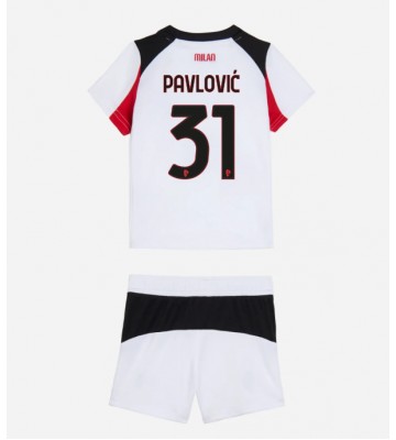 AC Milan Strahinja Pavlovic #31 Venkovní dres komplet pro Děti 2025-26 Krátkým Rukávem (+ Krátké kalhoty)