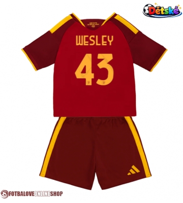 AS Roma Wesley Franca #43 Domácí dres komplet pro Děti 2026-27 Krátkým Rukávem (+ Krátké kalhoty)