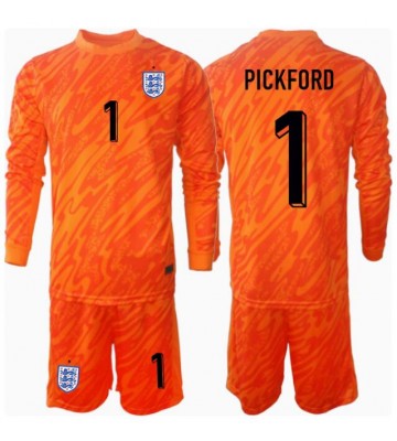 Anglie Jordan Pickford #1 Brankář Domácí dres komplet pro Děti ME 2024 Dlouhým Rukávem (+ Krátké kalhoty)