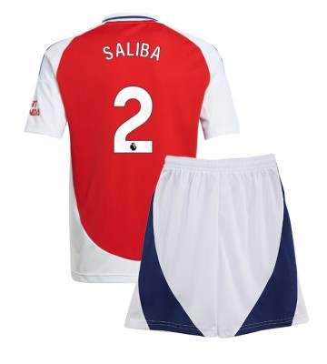 Arsenal William Saliba #2 Domácí dres komplet pro Děti 2024-25 Krátkým Rukávem (+ Krátké kalhoty)