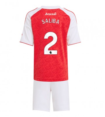 Arsenal William Saliba #2 Domácí dres komplet pro Děti 2025-26 Krátkým Rukávem (+ Krátké kalhoty)