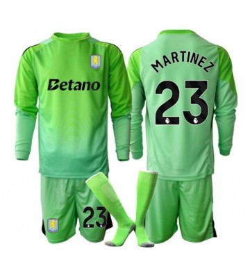 Aston Villa Emiliano Martinez #23 Brankář Venkovní dres komplet pro Děti 2025-26 Dlouhým Rukávem (+ Krátké kalhoty)
