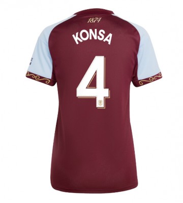 Aston Villa Ezri Konsa #4 Domácí Dres pro Dámy 2025-26 Krátkým Rukávem