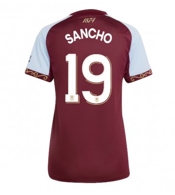 Aston Villa Jadon Sancho #19 Domácí Dres pro Dámy 2025-26 Krátkým Rukávem Aston Villa Jadon Sancho #19 Domácí Dres pro Dámy 2025-26 Krátkým Rukávem