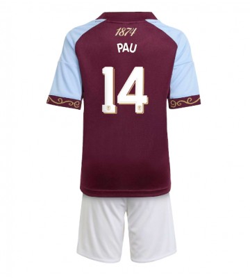 Aston Villa Pau Torres #14 Domácí dres komplet pro Děti 2025-26 Krátkým Rukávem (+ Krátké kalhoty)