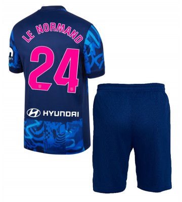 Atletico Madrid Robin Le Normand #24 Alternativní dres komplet pro Děti 2024-25 Krátkým Rukávem (+ Krátké kalhoty)