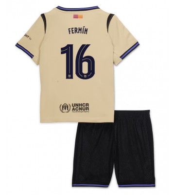Barcelona Fermin Lopez #16 Venkovní dres komplet pro Děti 2025-26 Krátkým Rukávem (+ Krátké kalhoty)