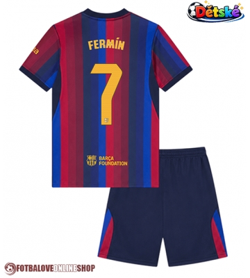 Barcelona Fermin Lopez #7 Domácí dres komplet pro Děti 2026-27 Krátkým Rukávem (+ Krátké kalhoty)