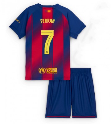 Barcelona Ferran Torres #7 Domácí dres komplet pro Děti 2025-26 Krátkým Rukávem (+ Krátké kalhoty)