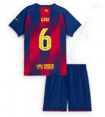 Barcelona Paez Gavi #6 Domácí dres komplet pro Děti 2025-26 Krátkým Rukávem (+ Krátké kalhoty)