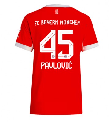 Bayern Munich Aleksandar Pavlovic #45 Domácí Dres pro Dámy 2025-26 Krátkým Rukávem Bayern Munich Aleksandar Pavlovic #45 Domácí Dres pro Dámy 2025-26 Krátkým Rukávem
