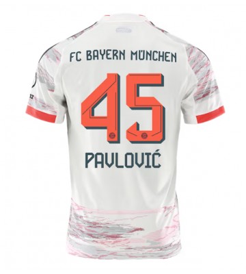 Bayern Munich Aleksandar Pavlovic #45 Venkovní Dres 2025-26 Krátkým Rukávem Bayern Munich Aleksandar Pavlovic #45 Venkovní Dres 2025-26 Krátkým Rukávem