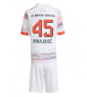 Bayern Munich Aleksandar Pavlovic #45 Venkovní dres komplet pro Děti 2025-26 Krátkým Rukávem (+ Krátké kalhoty)