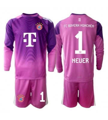 Bayern Munich Manuel Neuer #1 Brankář Alternativní dres komplet pro Děti 2025-26 Dlouhým Rukávem (+ Krátké kalhoty)